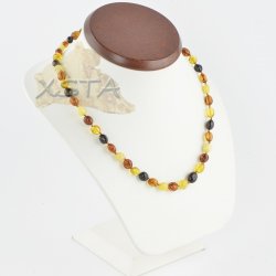 Olive amber necklace polished multicolour